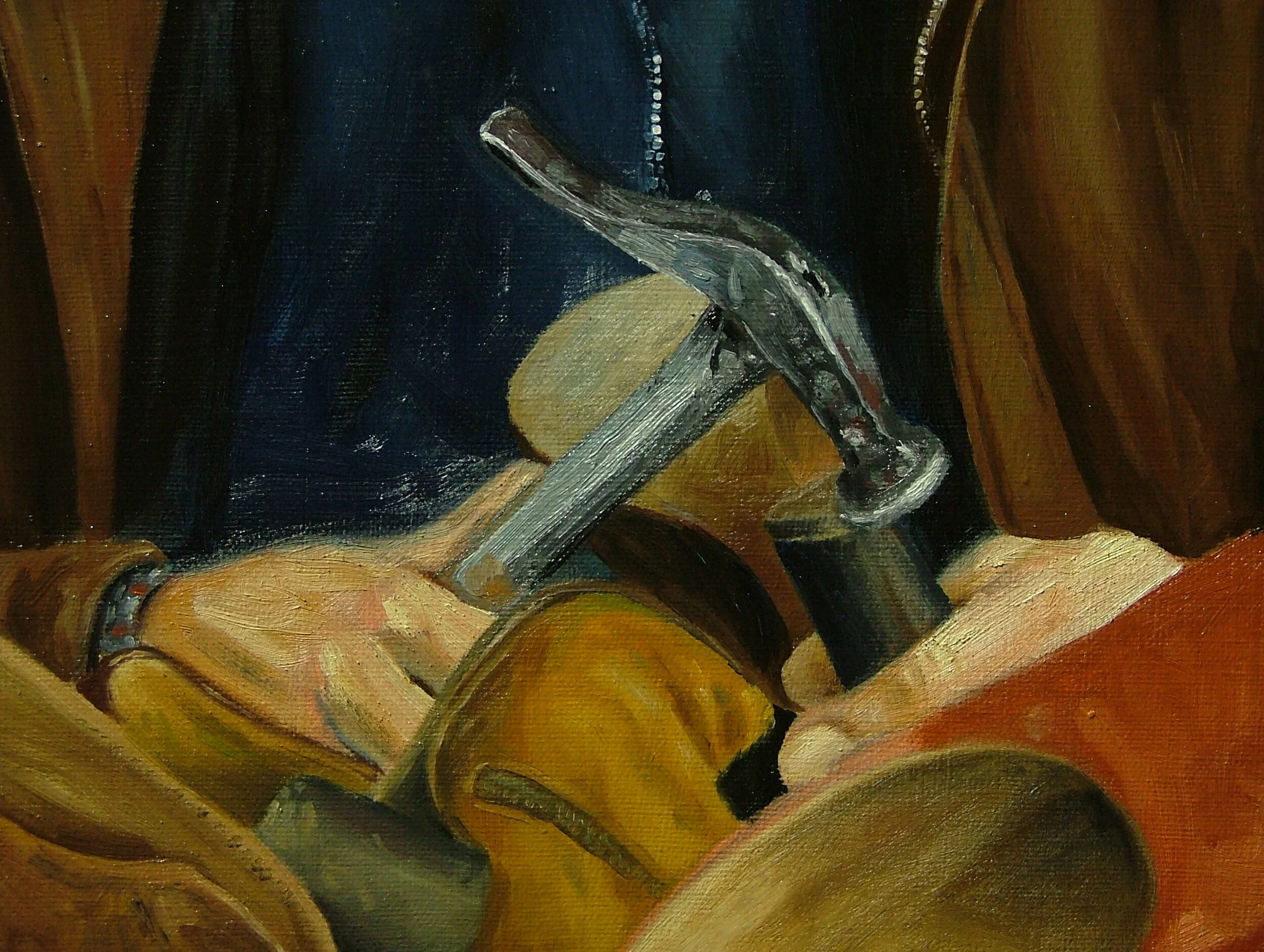 Ahmed - detail of hands, hammer & heel