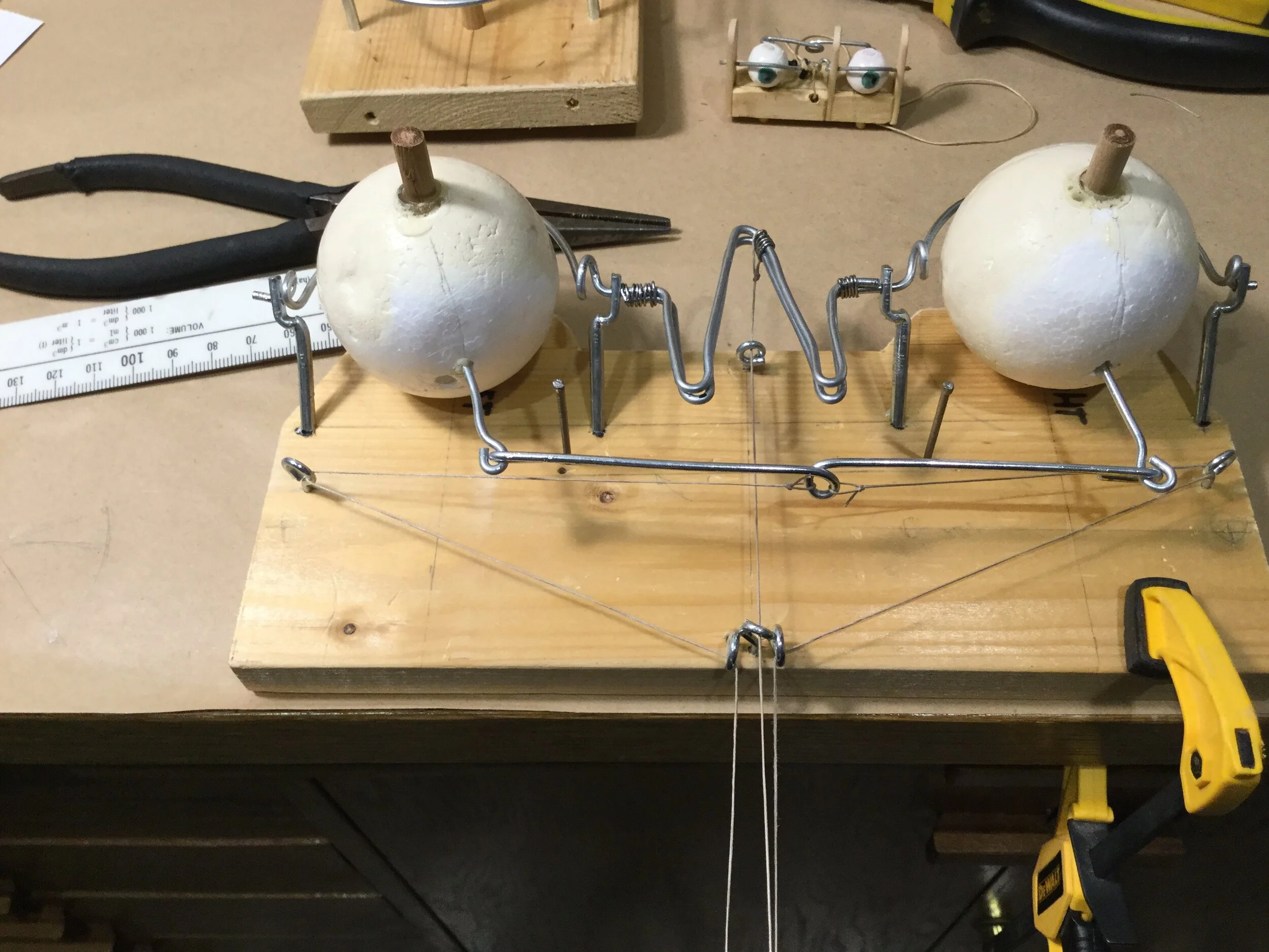 Giant Puppet - eyeball mechanics - rear view