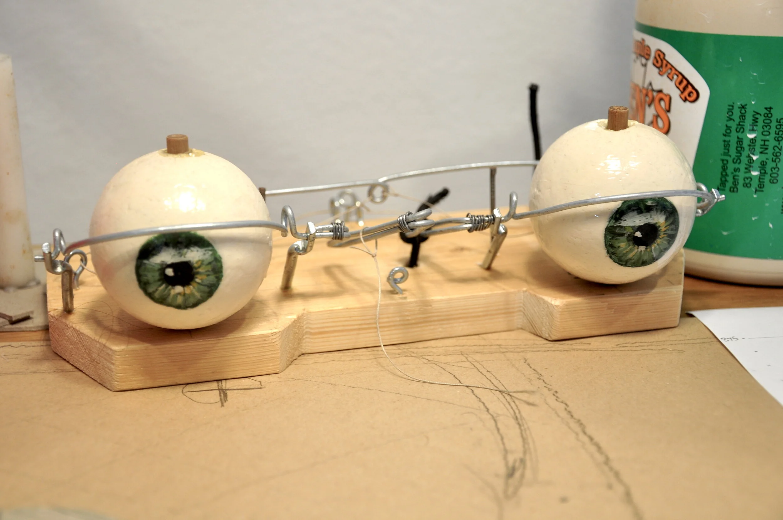 Giant Puppet - eyeball mechanics - front view