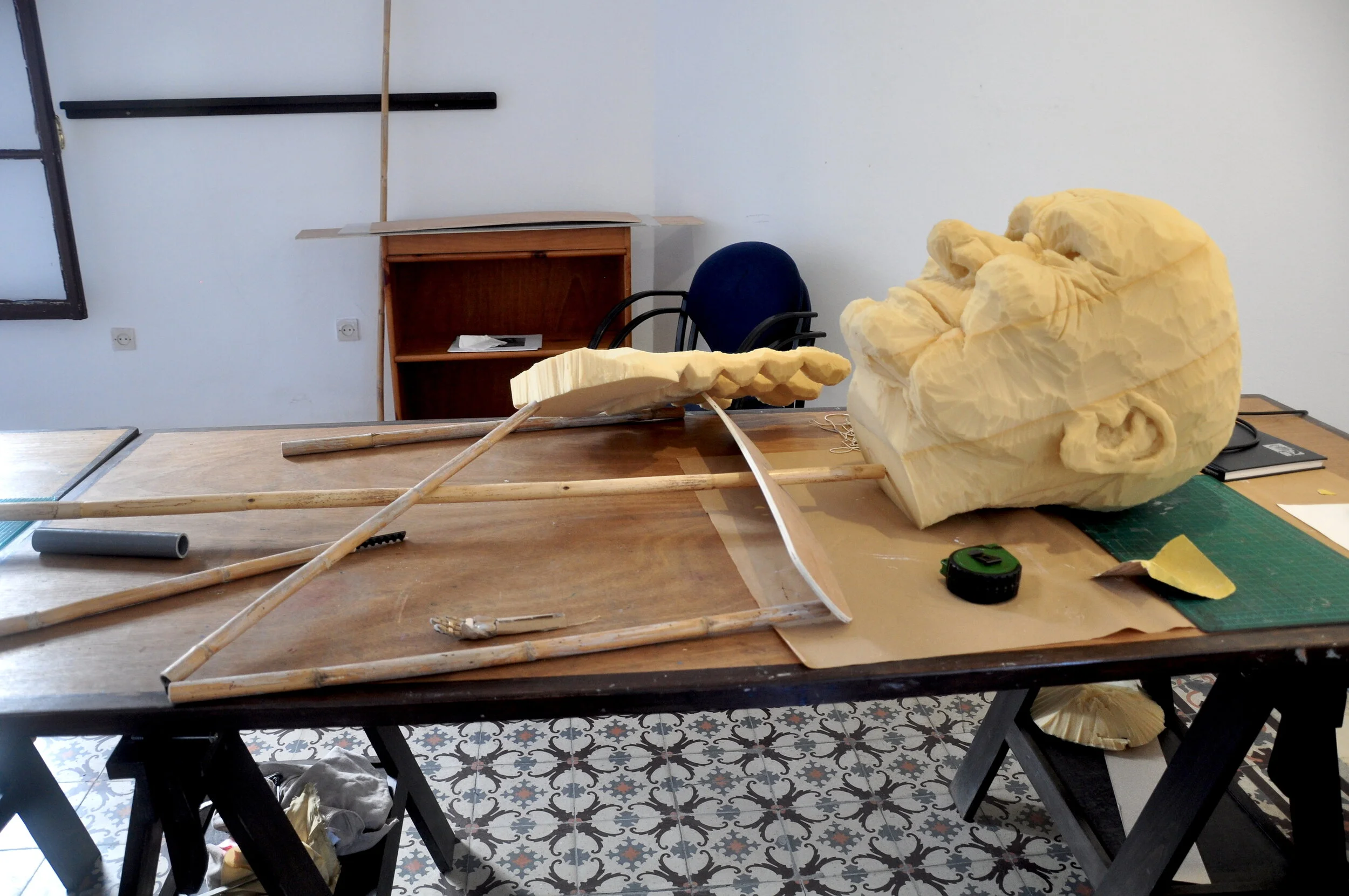 Giant Puppet on the creator's slab