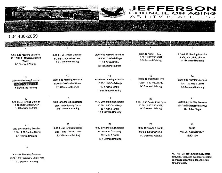 calendar of events