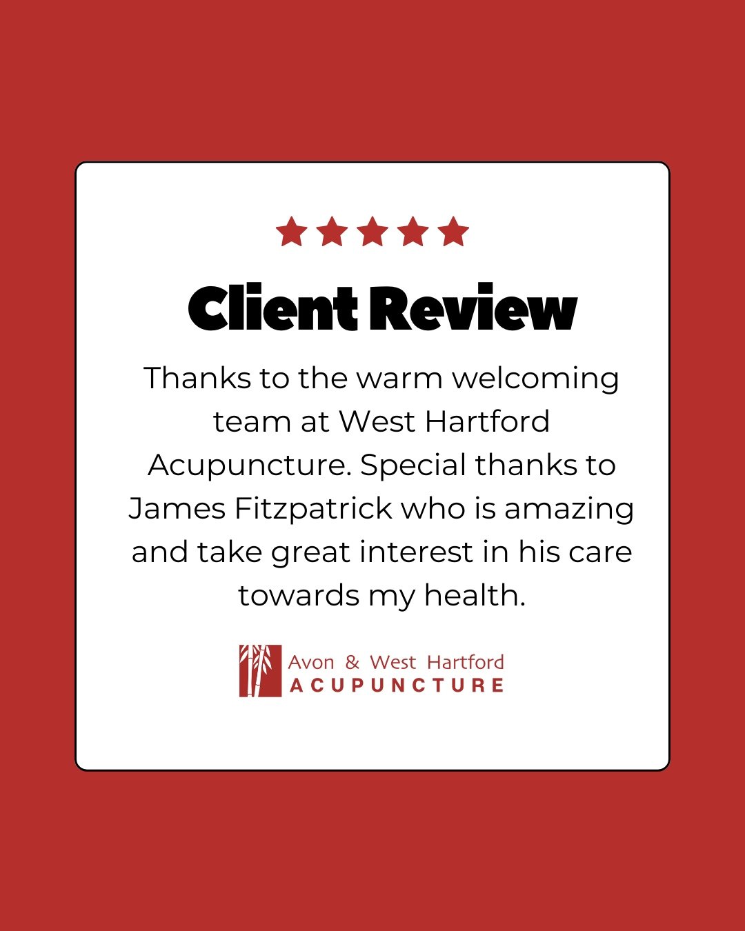 Thank you for your review! 🌟 Your feedback helps us continue providing exceptional care and support on your wellness journey.

#PatientFeedback #ThankYou #AcupunctureCare #HolisticHealth #WellnessJourney #MindBodyBalance