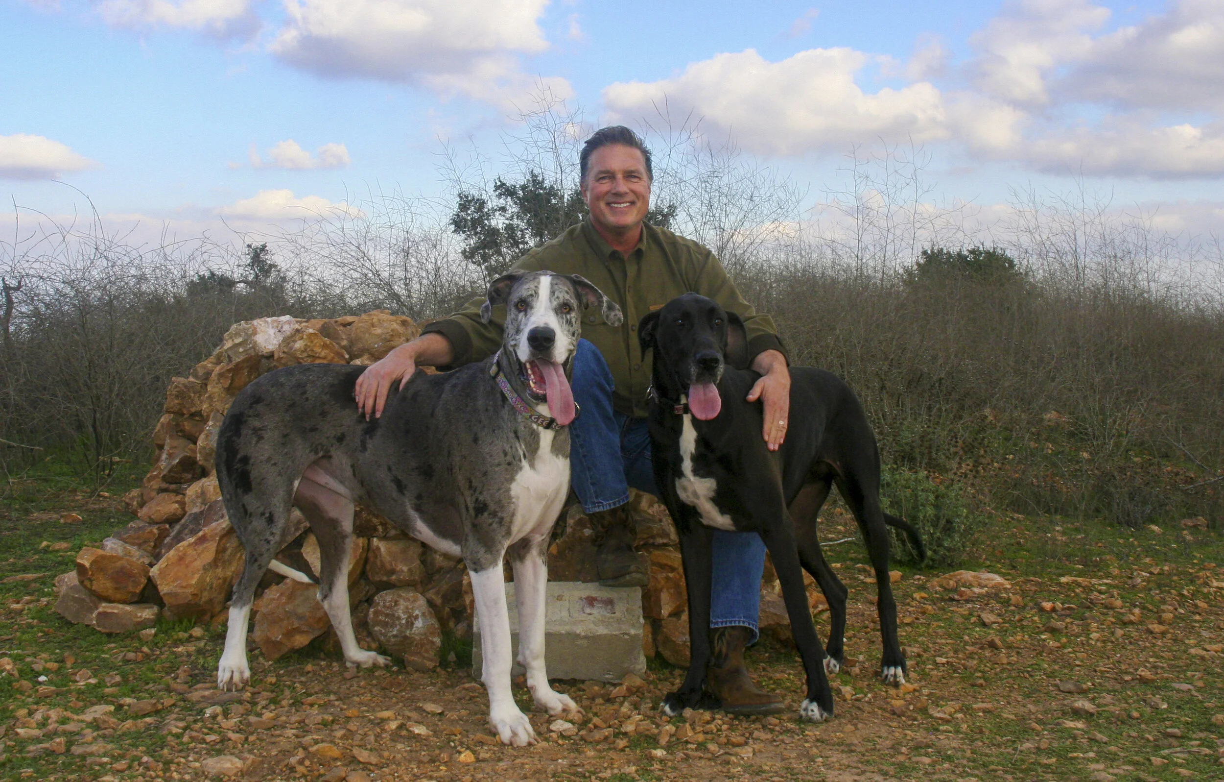 Mike Cargile with his dogs, Georgia and Memphis
