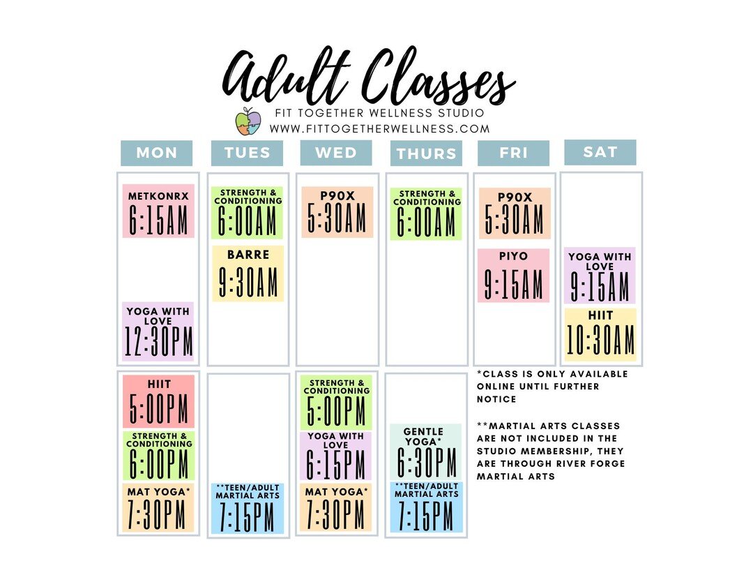 NEW CLASSES on the schedule!!!!!! 

Mondays at 6:00PM STARTING APRIL 1
Jigsaw Kids' Exercise Class (Ages 3-6years) with Miss Gwen!
Cardio &amp; Strength with Patrick moves to 5:00PM!

Tuesdays at 10:45AM STARTING NEXT WEEK
Jigsaw Kids' Exercise Class