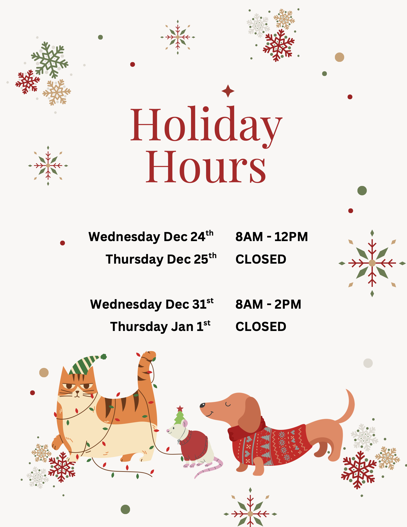 Holiday Hours