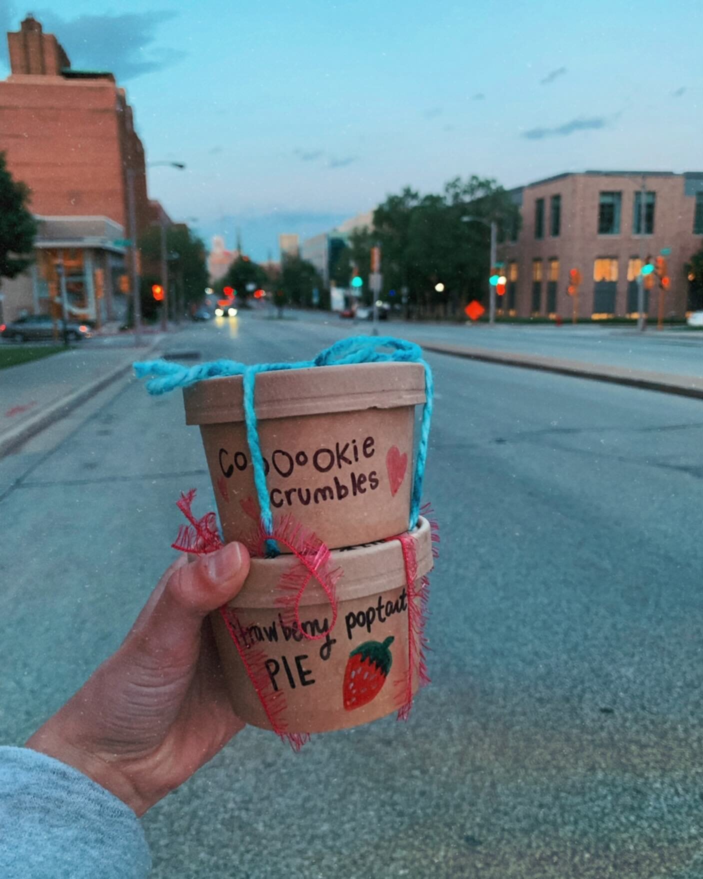 Little throwback to when I used to hand write ALL of my ice cream containers &amp; deliver by foot @marquetteu 💕 I&rsquo;m thinking of doing a pint drop here in Chicago&mdash; what flavors would you want to see available? Drop all your crazy craving