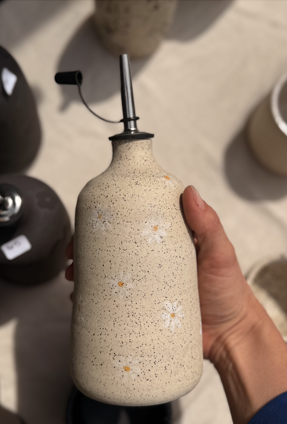 Olive Oil Bottle Daisies
