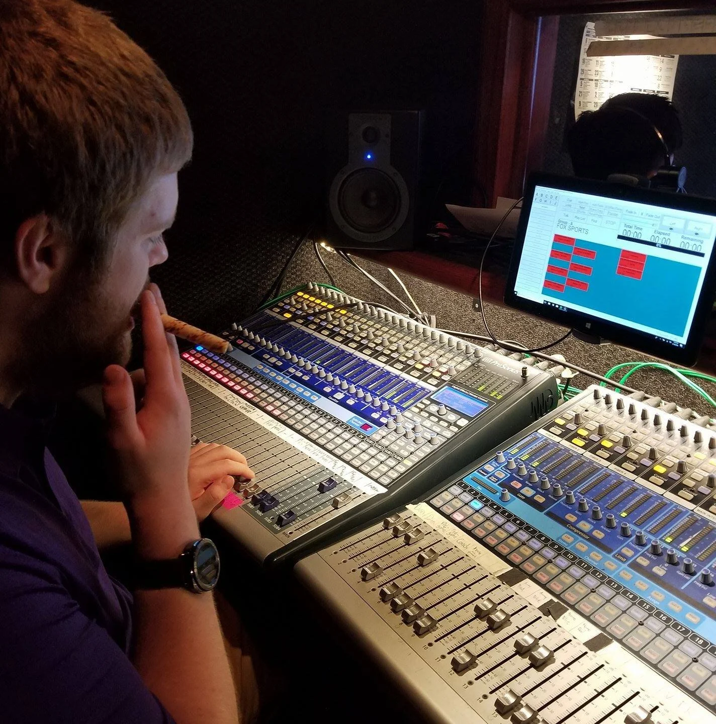 Me at the Audio “Booth” in the trailer