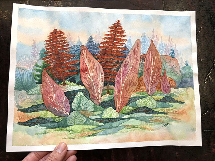 Inspiring Landscape 3, 6 x 9, acrylic gouache on paper — Sarah M Johnson  Art
