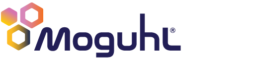 Logo for Moguhl, featuring an abstract pattern of gradient coloured hexagons.