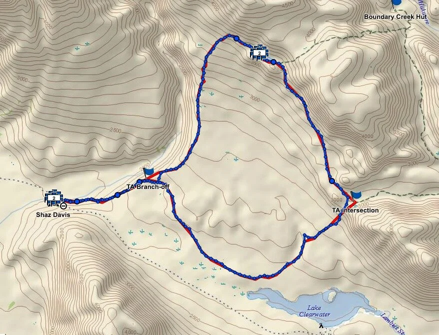 This was our route - it turned out to be 27.7km, not 26km, and the longest route we’d done with the dogs, and a tad longer than the humans longest 25km day on The Old Ghost Road. Suffice it to say that the humans were more knackered than the dogs - despite a lot of hare chasing by Maisy dog.