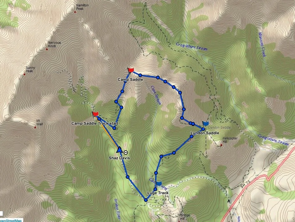 Here’s the route. The car is at the start arrow with my name, and we walked in the direction of the arrow.