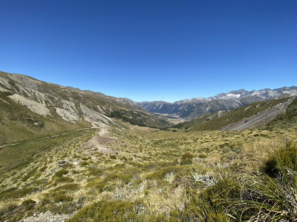 We followed this ridge up. You can see two specks on the road - my dog mobile and another car