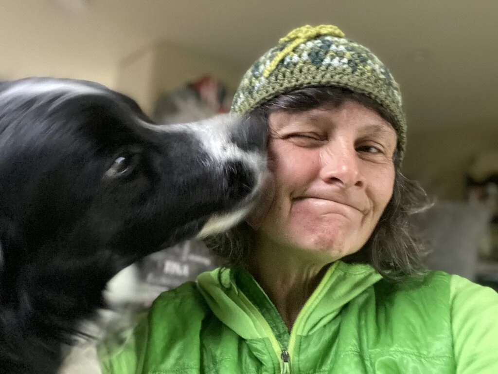 Here I am giving Mum a reassuring kiss (or seven).