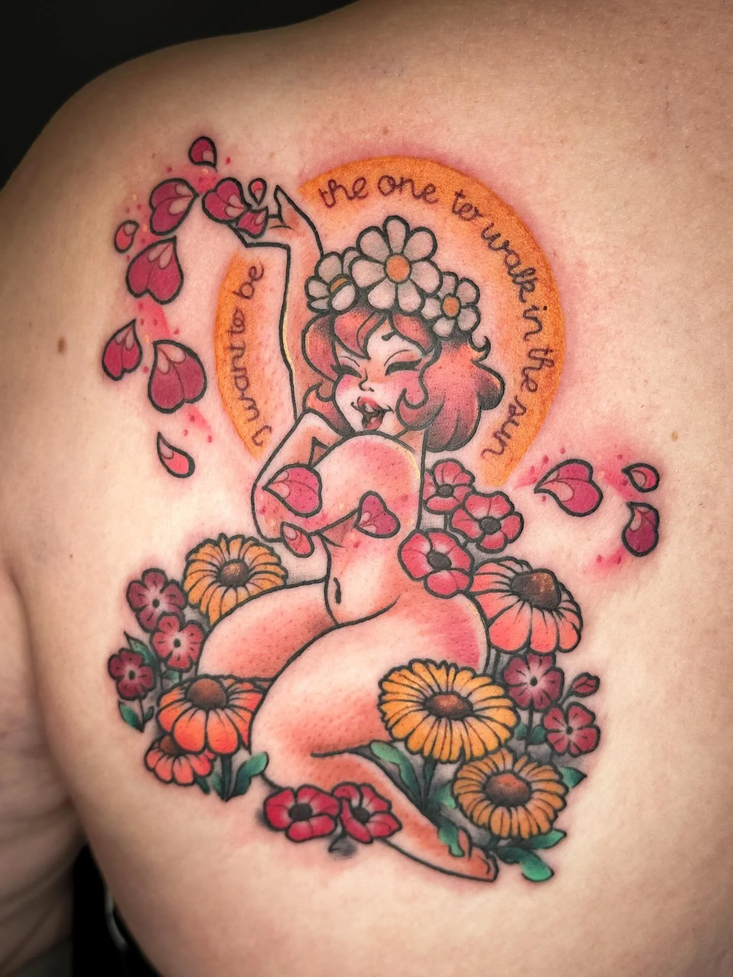 A cutie in flowers! Enjoy yourself 🫶
Done during my guest in Saskatoon at @honeybeetattoo.co 
💌BOOKING ALWAYS OPEN💌 
Currently booking :  OCTOBER.NOVEMBER.DECEMBER
DM &bull; EMAIL &bull; FORM 
🪬Link in bio to see all my flashs🪬 
💘Comment, like 