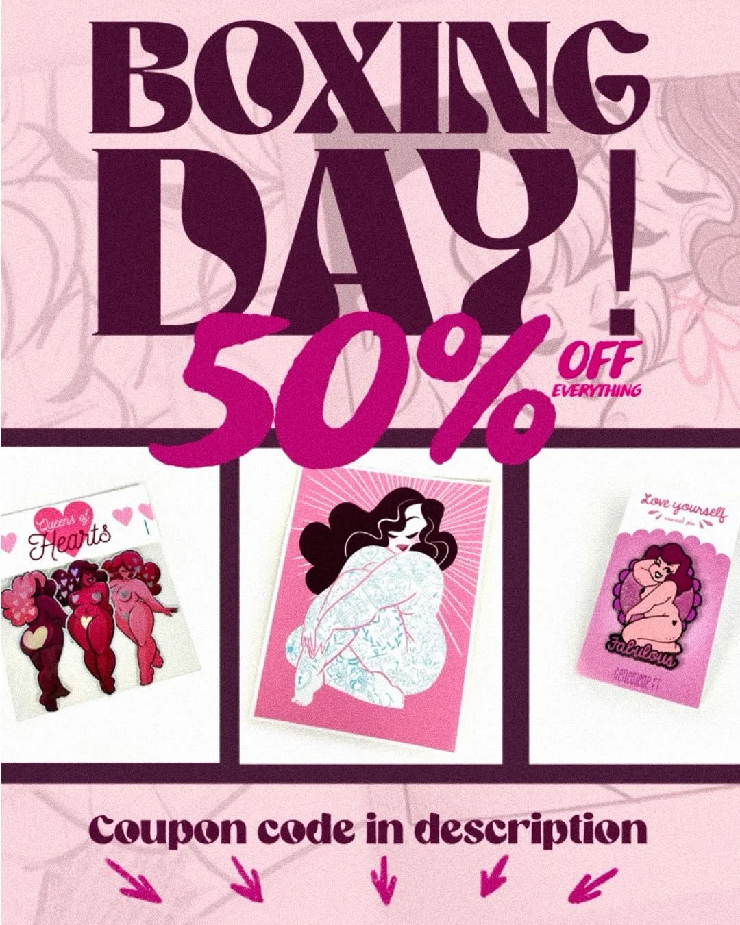 ✨BOXIN DAY SALE✨
Get 50% off EVERYTHING in my store!
December 26th to December 31st
At check out, use coupon code : BOXINGDAY50 

I want to start 2026 new and move older stock to make room for new products! So enjoy 50% off everything in my shop! Lin
