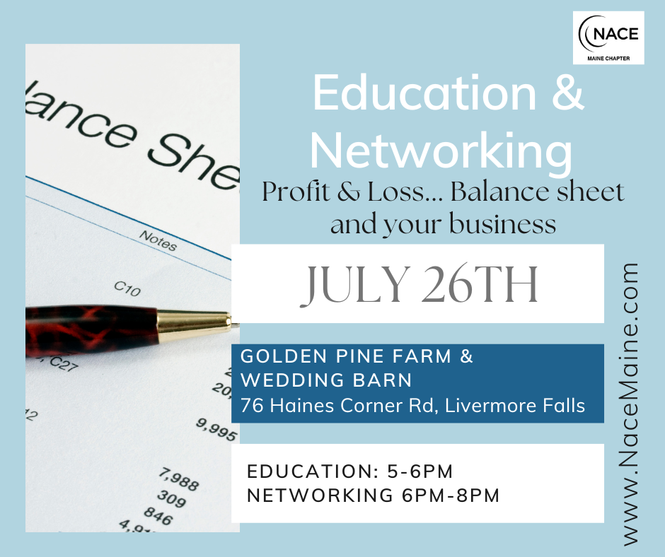 NACE Maine July Networking + Education Event — NACE Maine