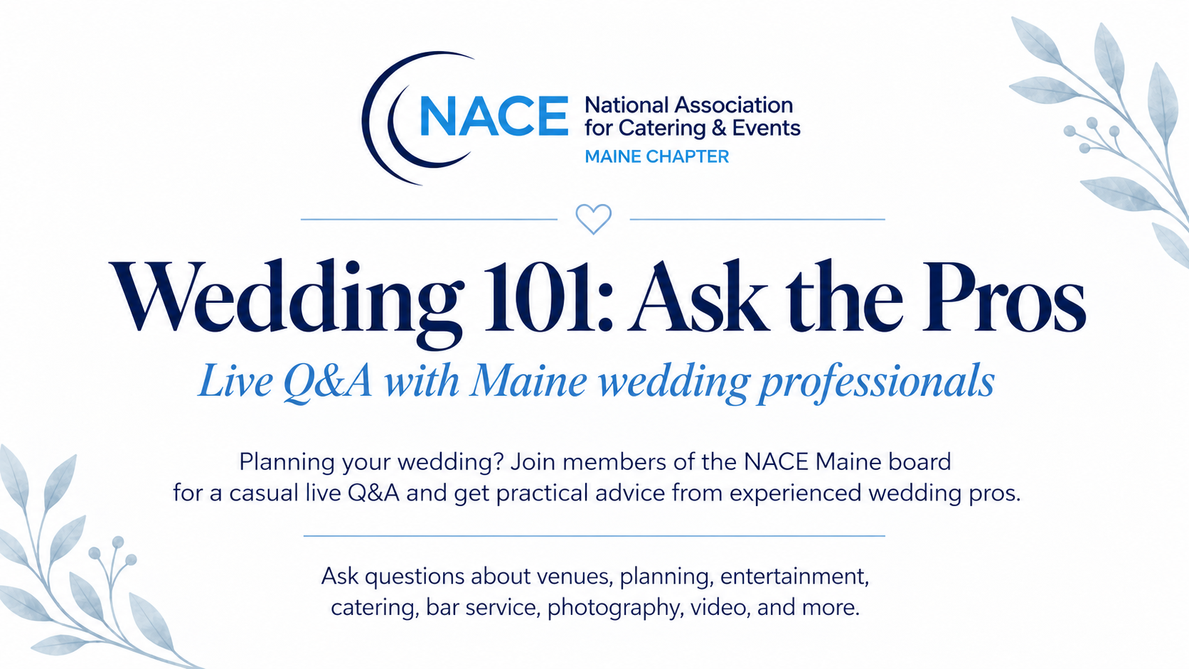 Wedding 101: Ask the Pros: Live Q&A with Maine wedding professionals