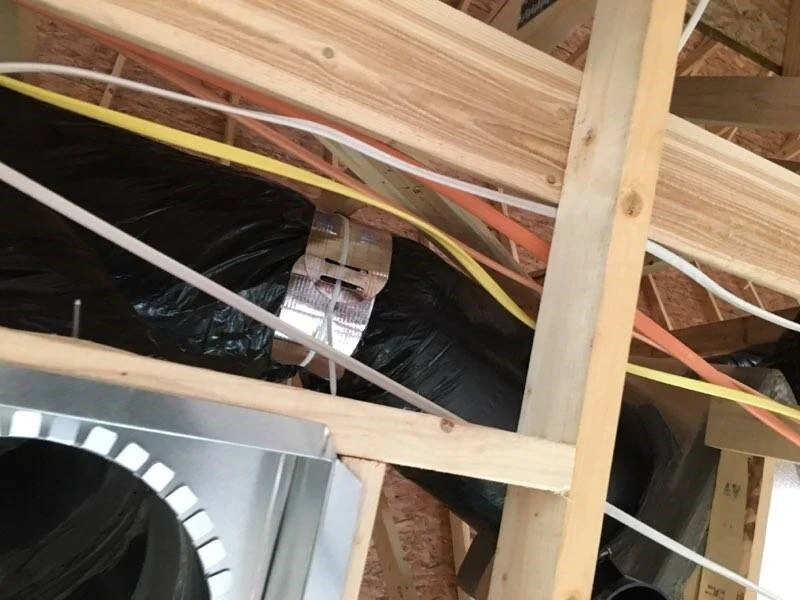 Insulated flex duct installed with a Thermopan flex duct saddle