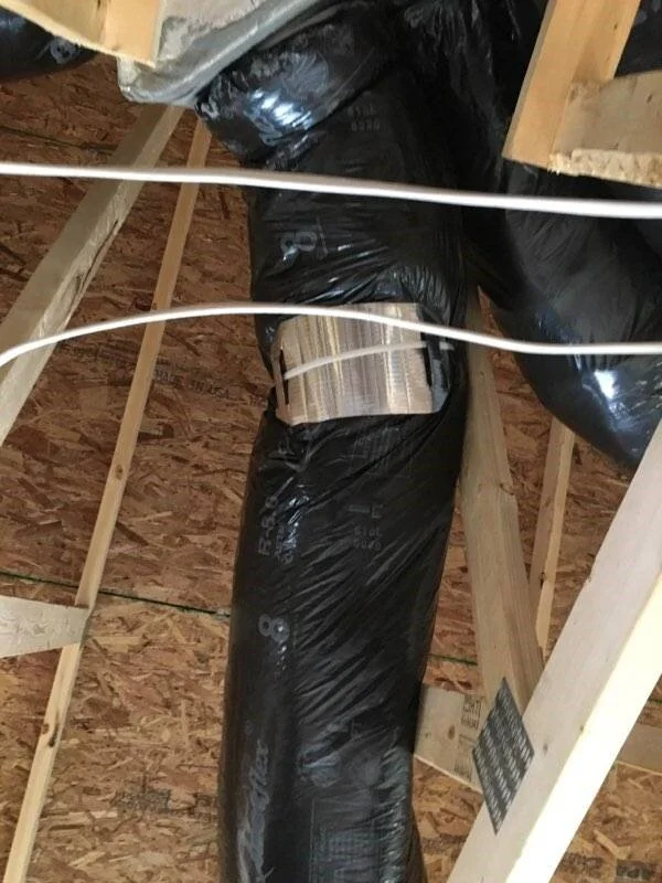 Insulated flex duct installed with a Thermopan flex duct saddle
