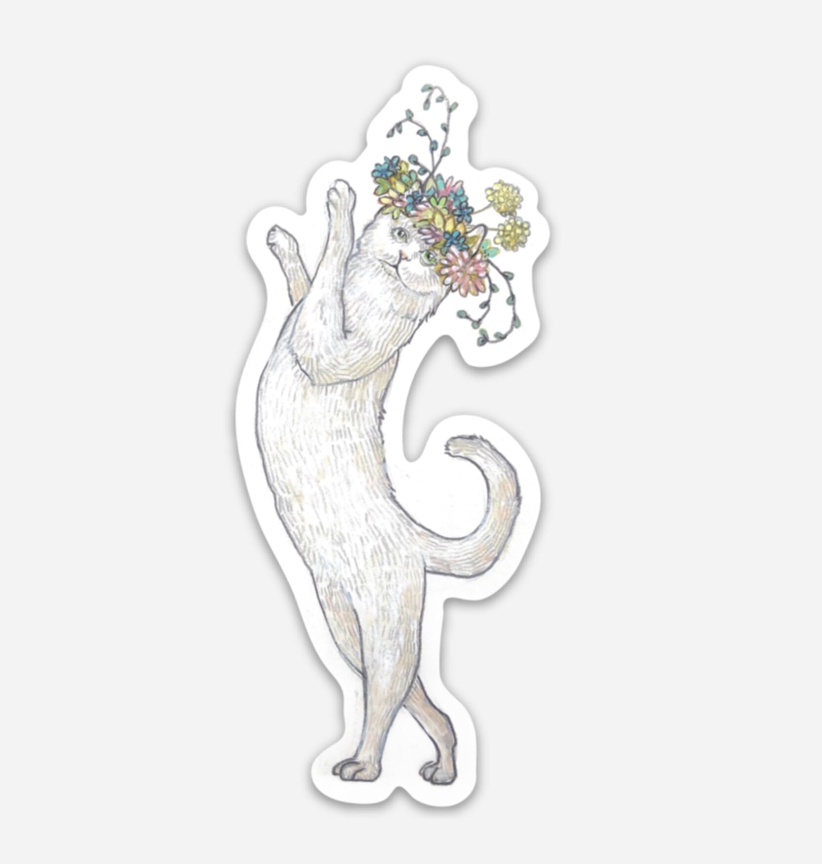 Dancing grey cat stickers (Wholesale)
