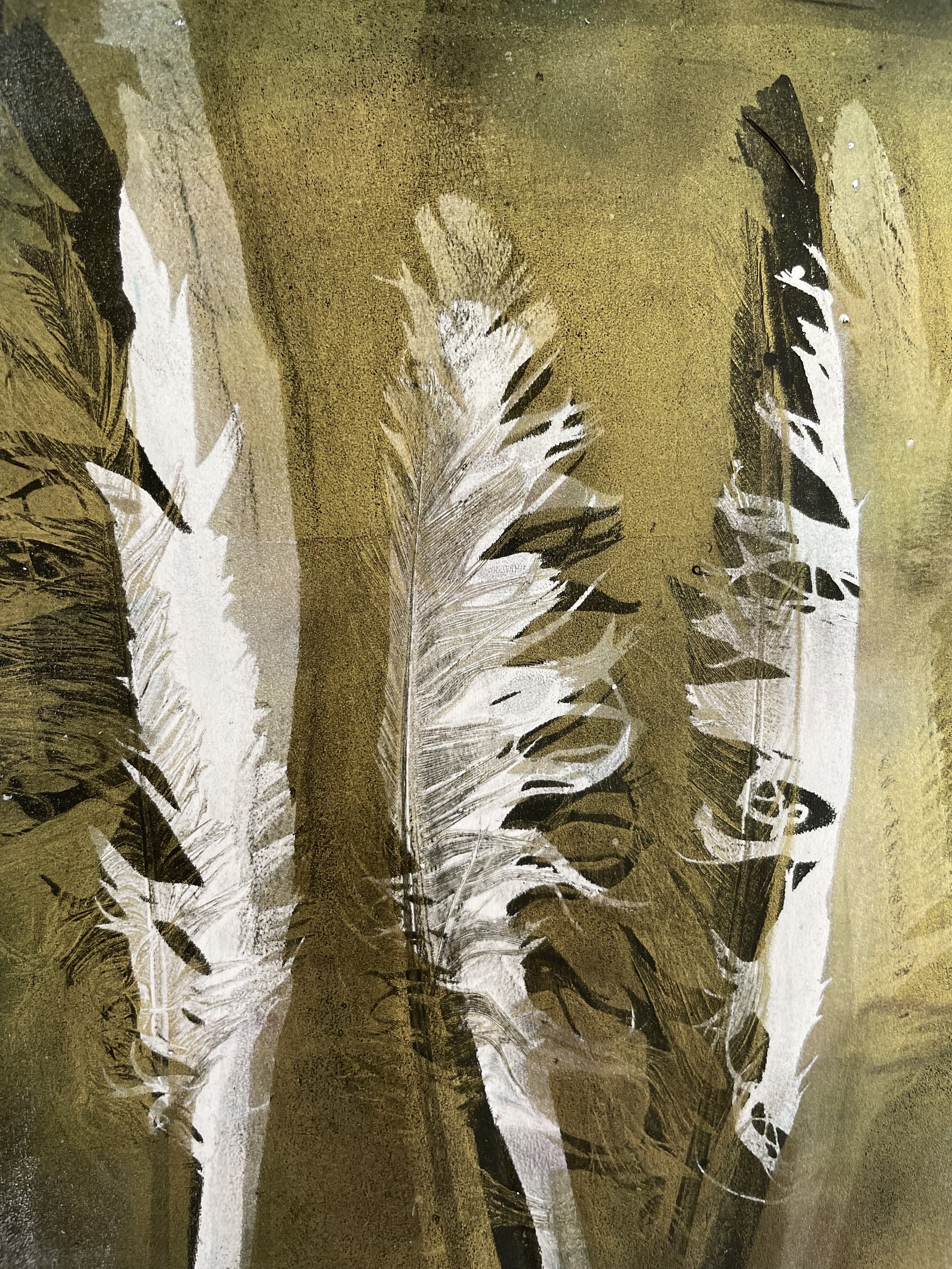 Gelli Printing Feathers