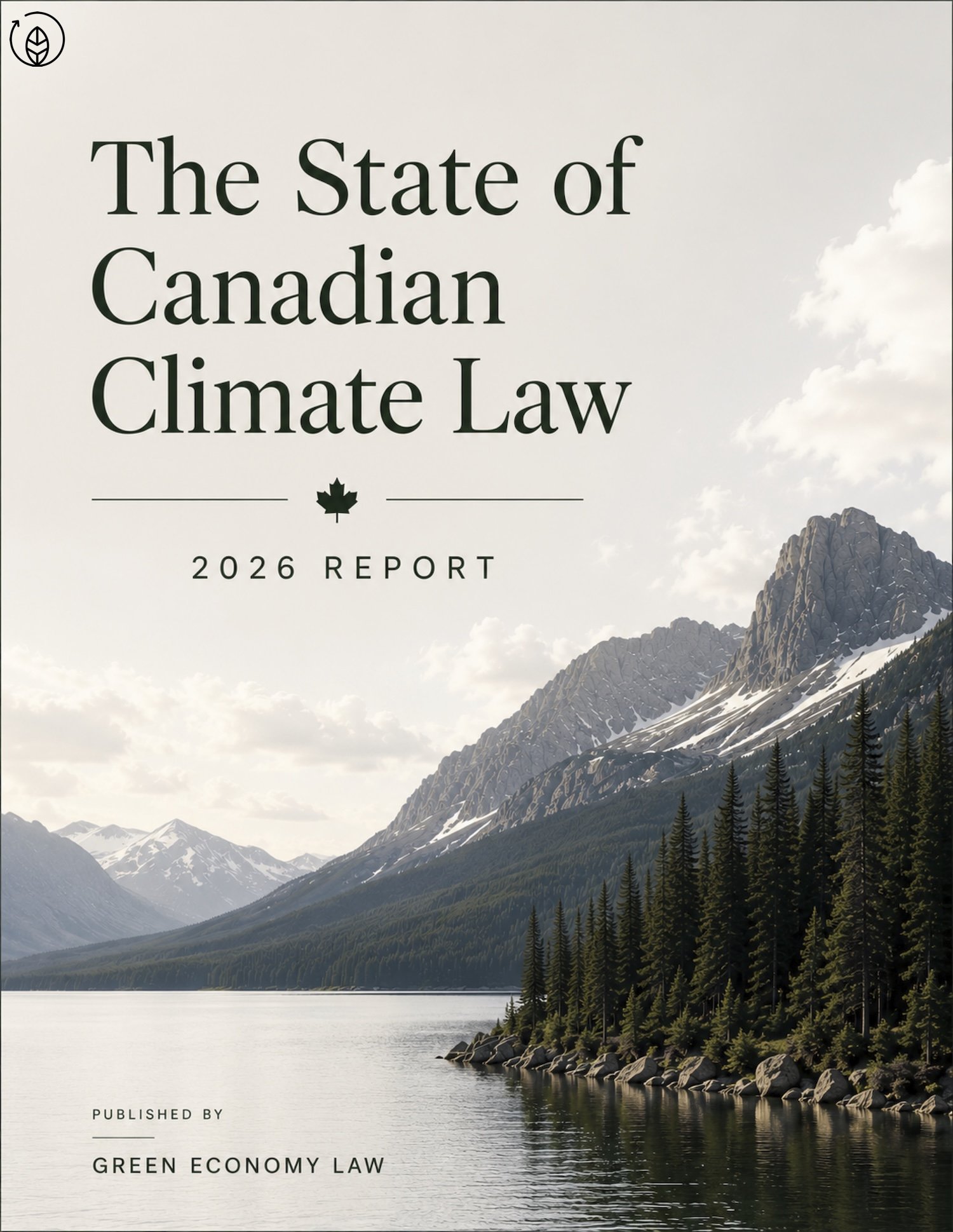 Report cover with a beautiful natural landscape of mountains, trees, and water.