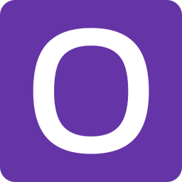 White "O" on purple backdrop.