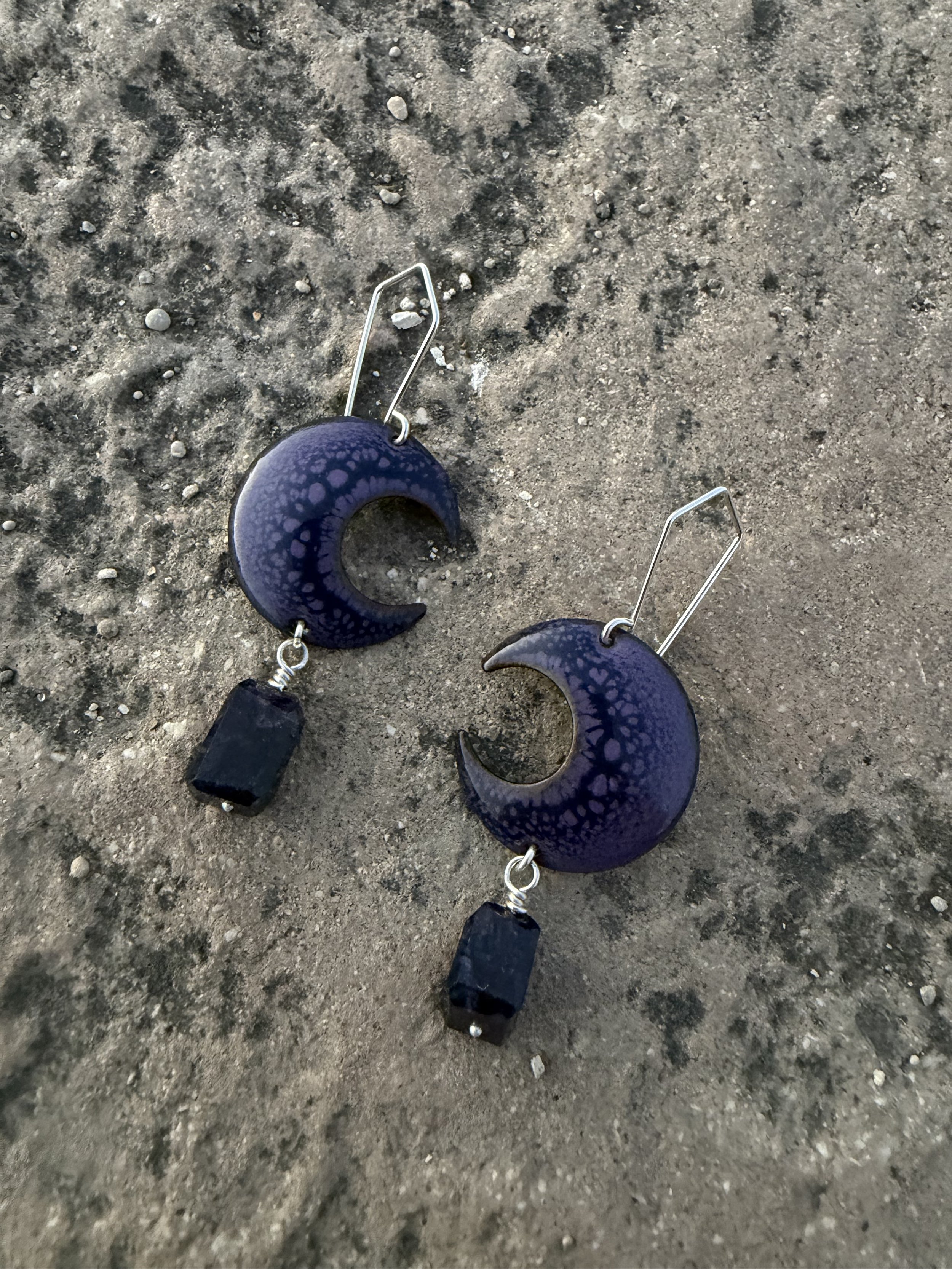 Dark Lavender Moon Earrings
