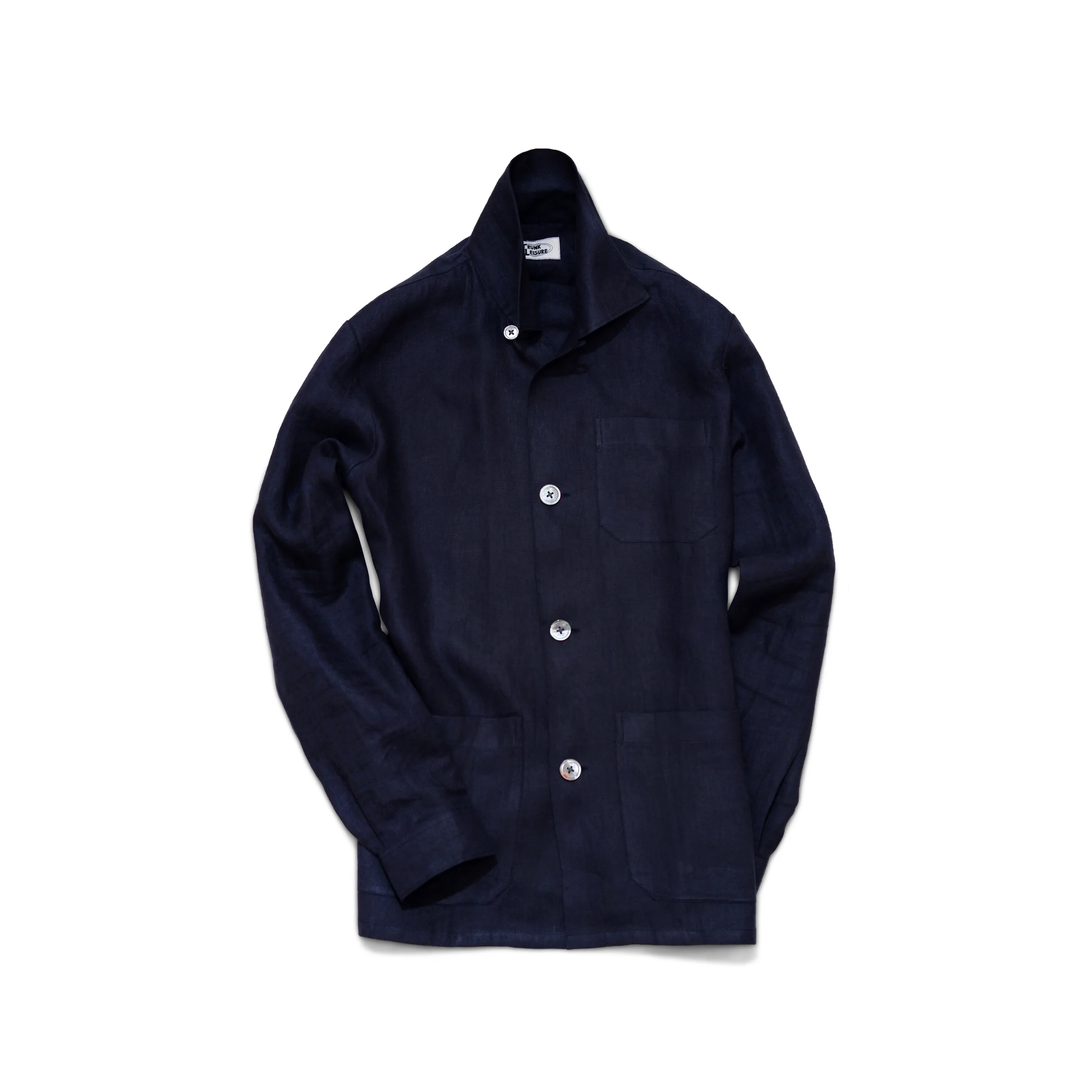 NAVY TWILL LINEN SHIRT JACKET — Trunk 
