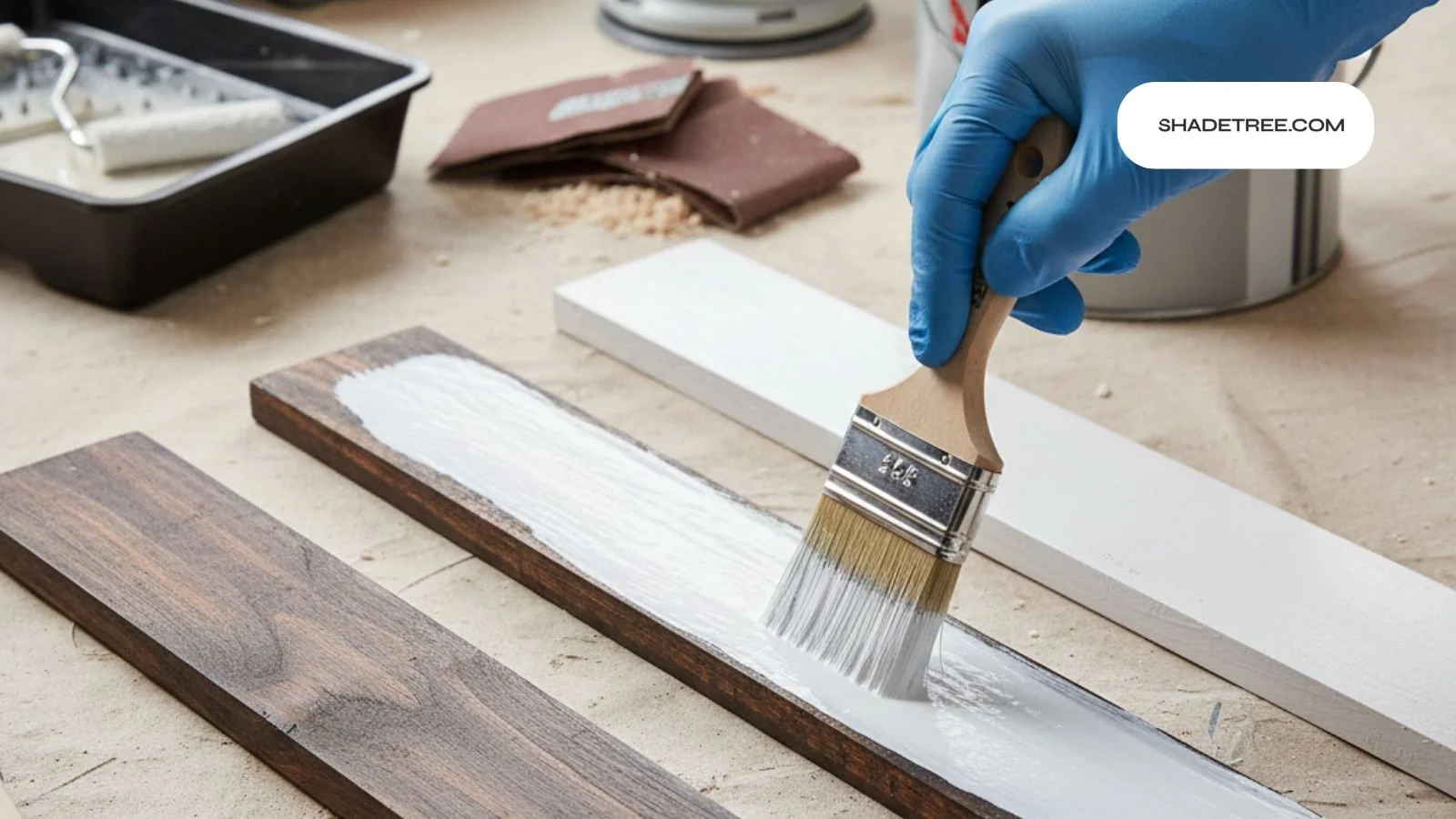 can you paint over stained wood showing before and after results
