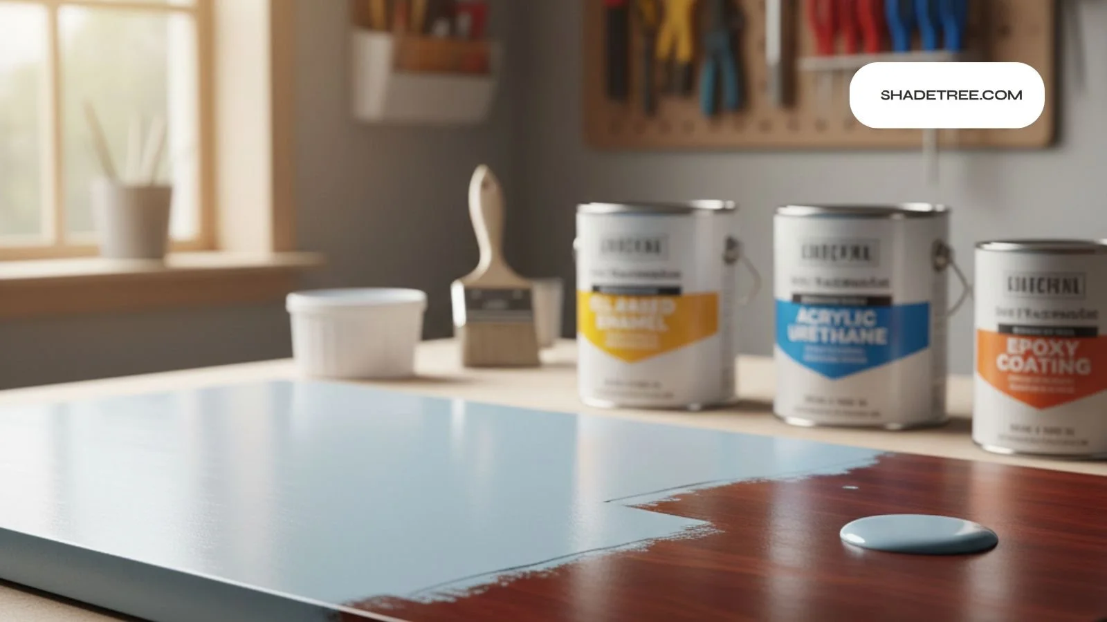 can you paint over polyurethane on wood using enamel paint in workshop