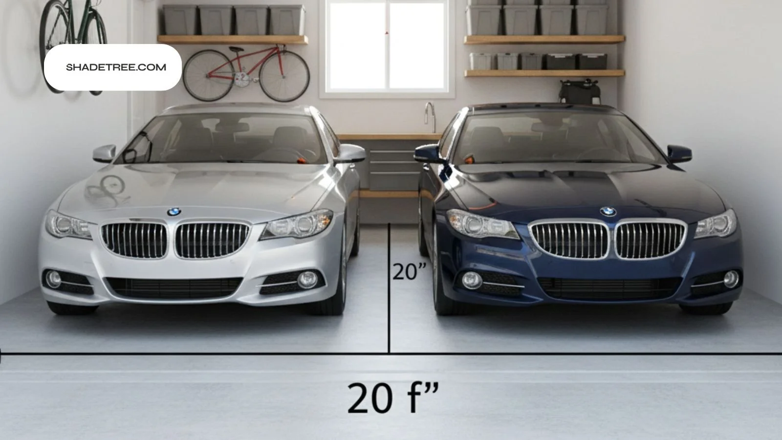 how many square feet is a 2 car garage dimensions labeled for spacing