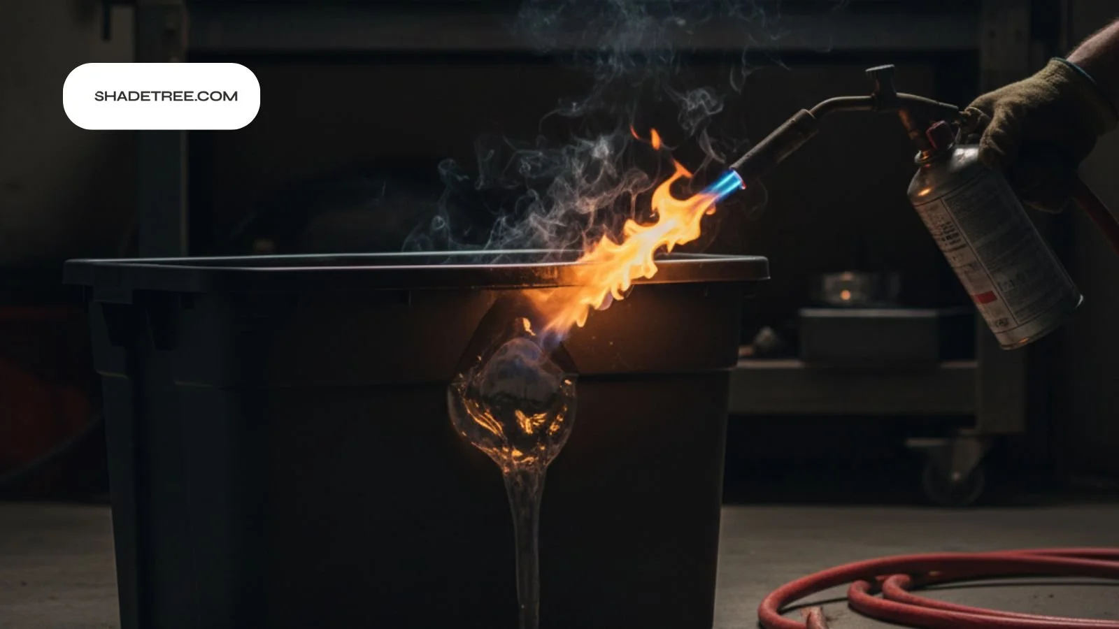 what temp does plastic melt when torch heats plastic container