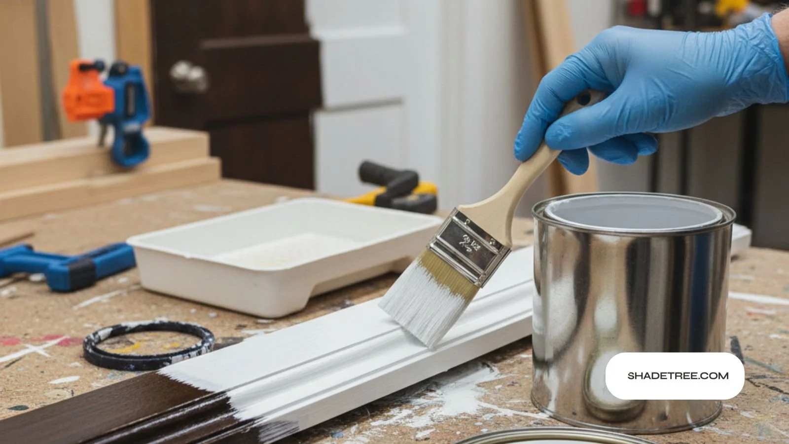 can you paint over stained wood with primer applied by brush