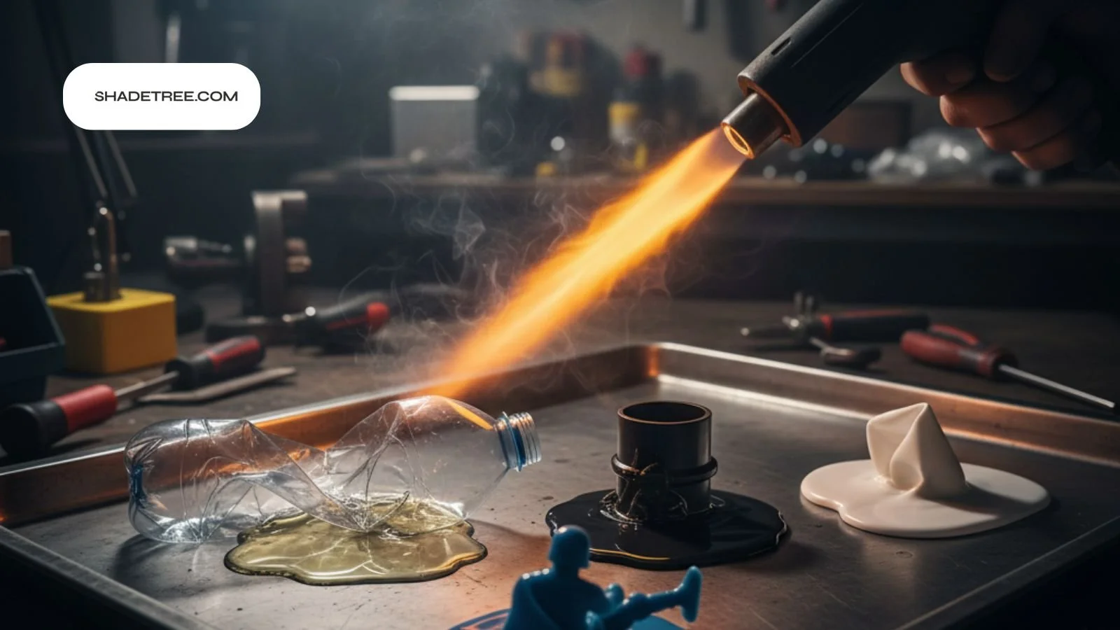what temp does plastic melt using heat gun on plastic bottle