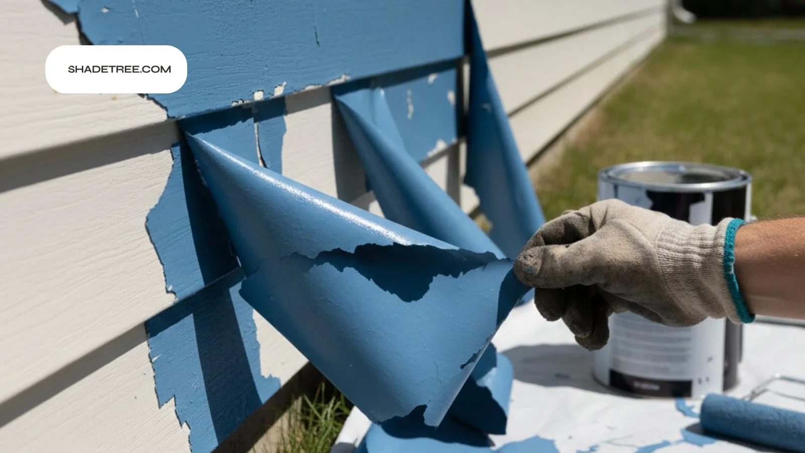 Peeling damaged siding paint – Can You Paint Vinyl Cladding warning