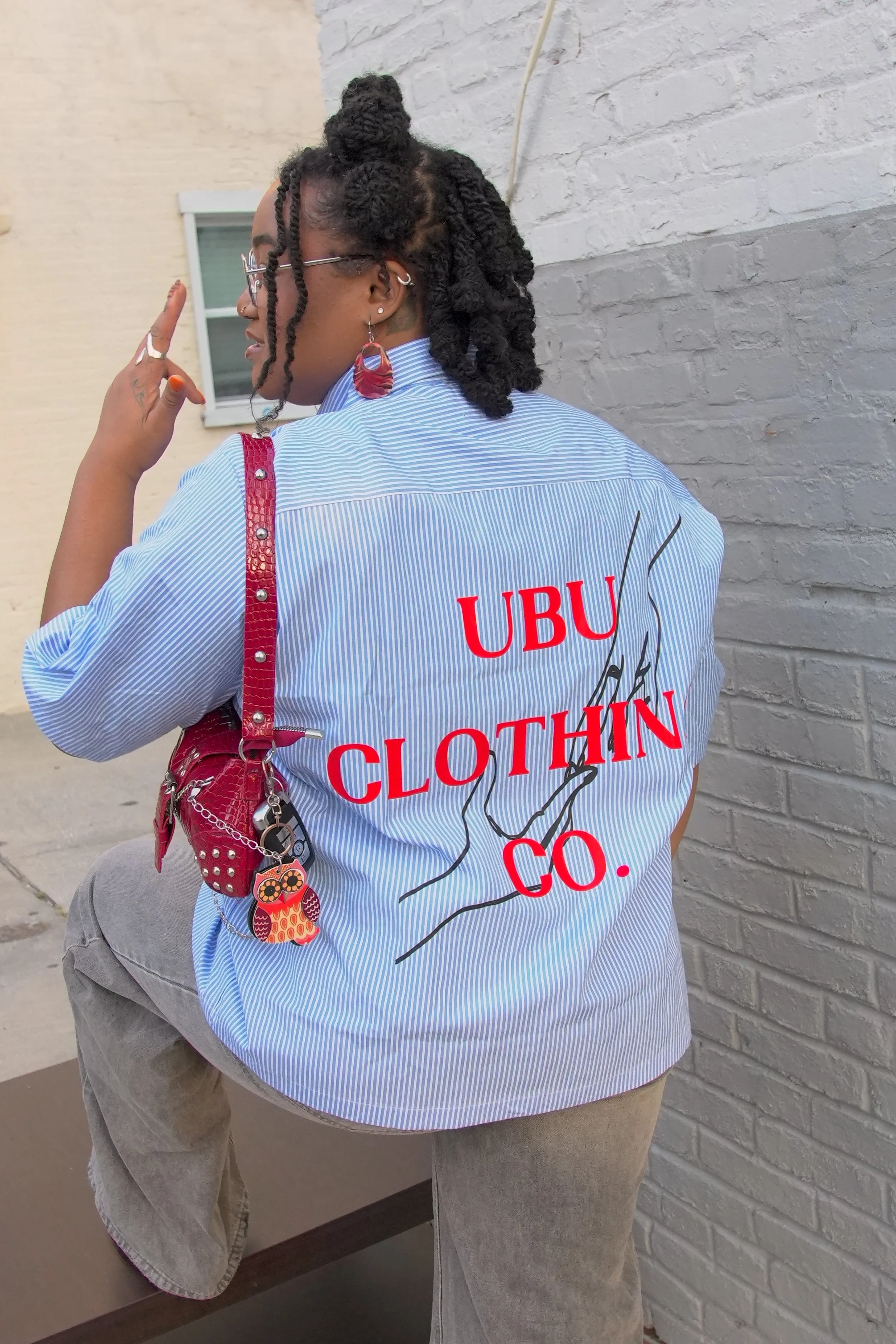UBU Connection Oversized Vertical Stripe work shirt