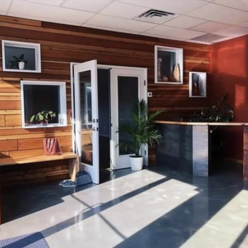 Beautiful lobby crafted from recycled repurposed materials