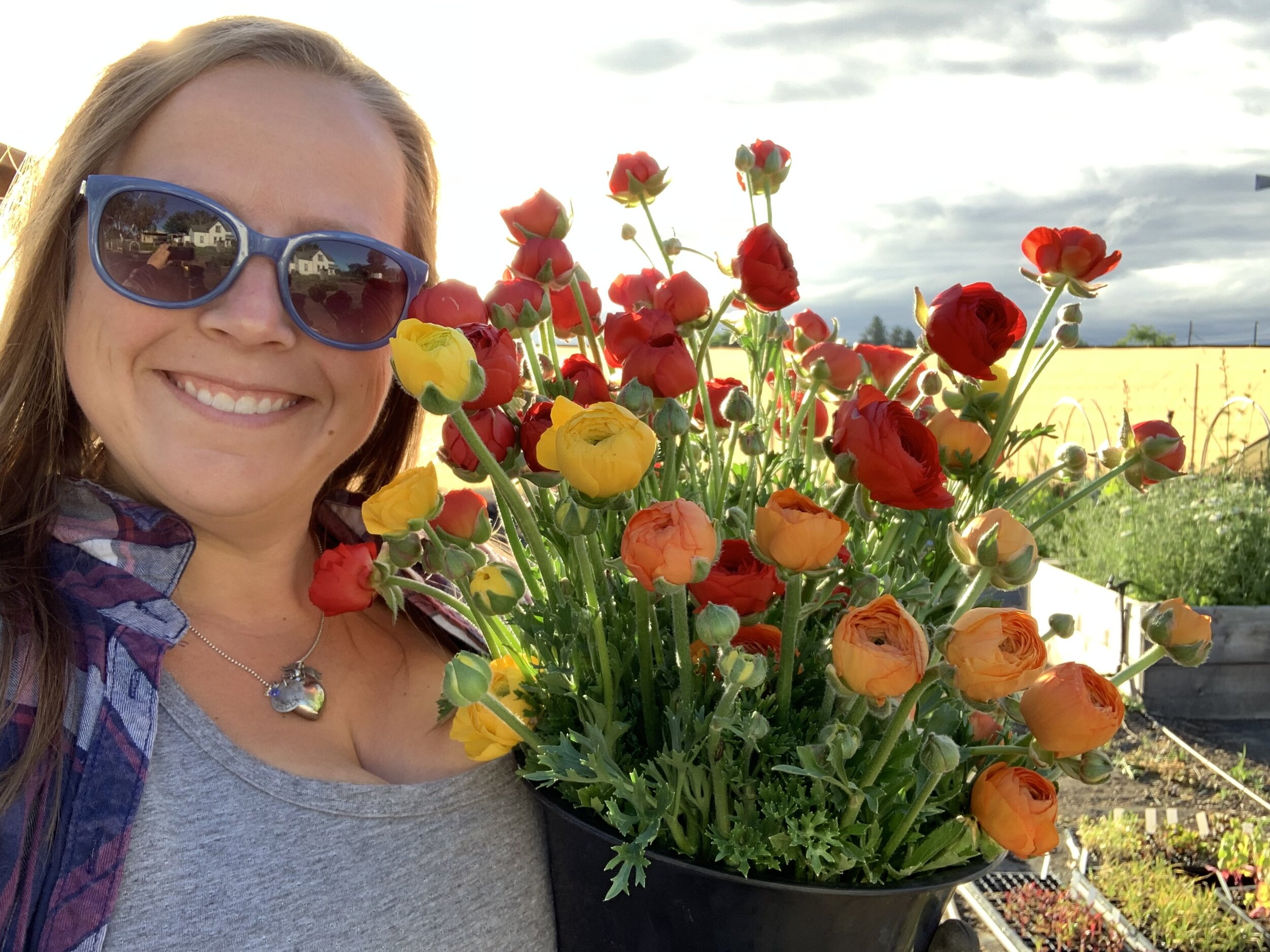 selfie with flowers