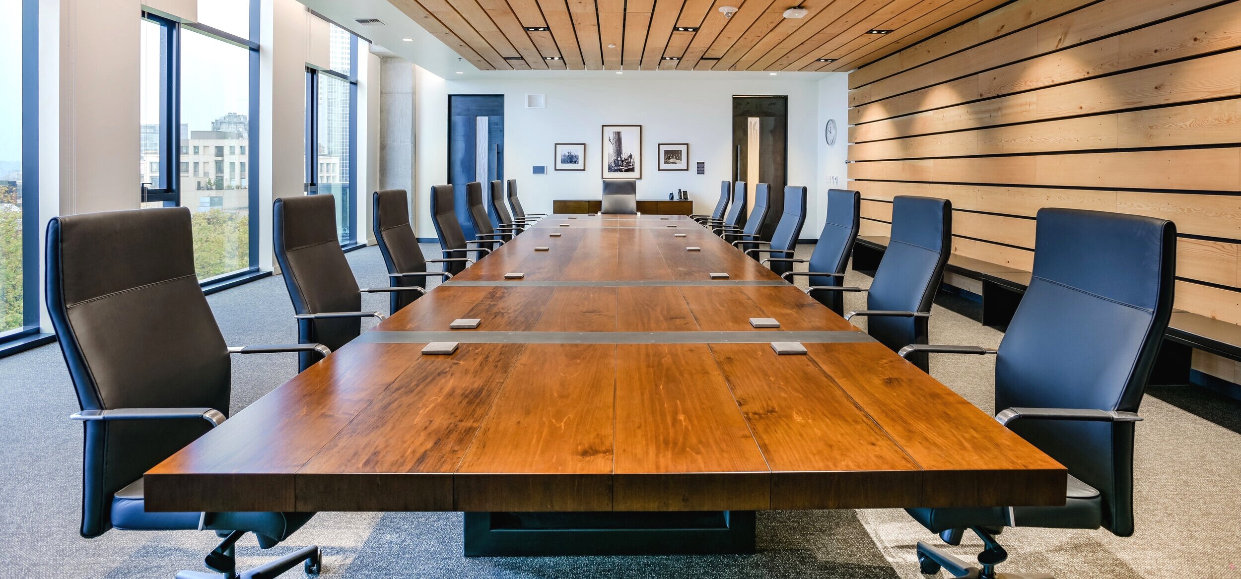 maple and steel boardroom table