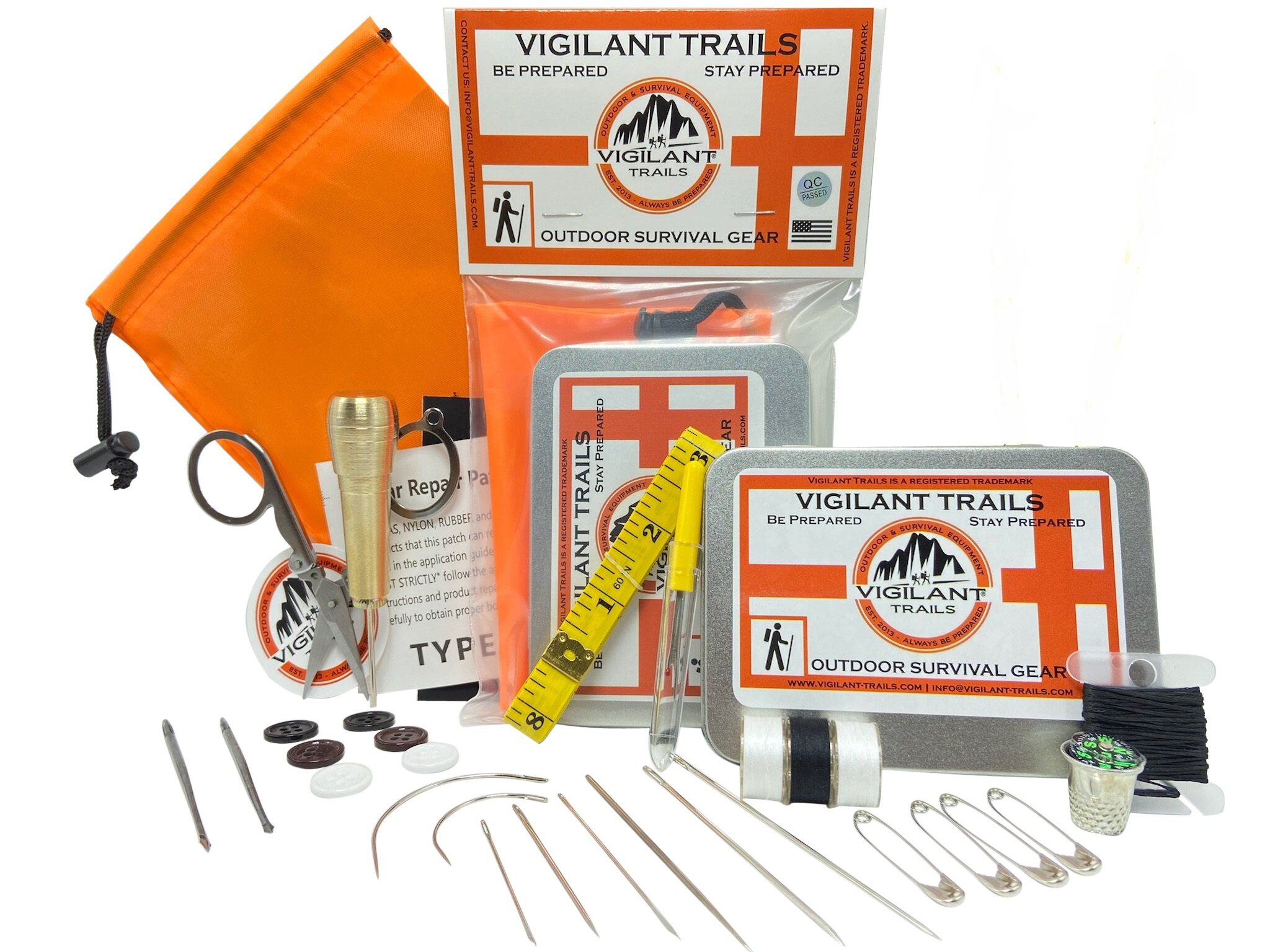Vigilant Trails Pre-Packed Survival Sewing Kit Stage-1, All Metal Sewing  Awl, Repair Tents, Sails, Gear, Clothing, Compact