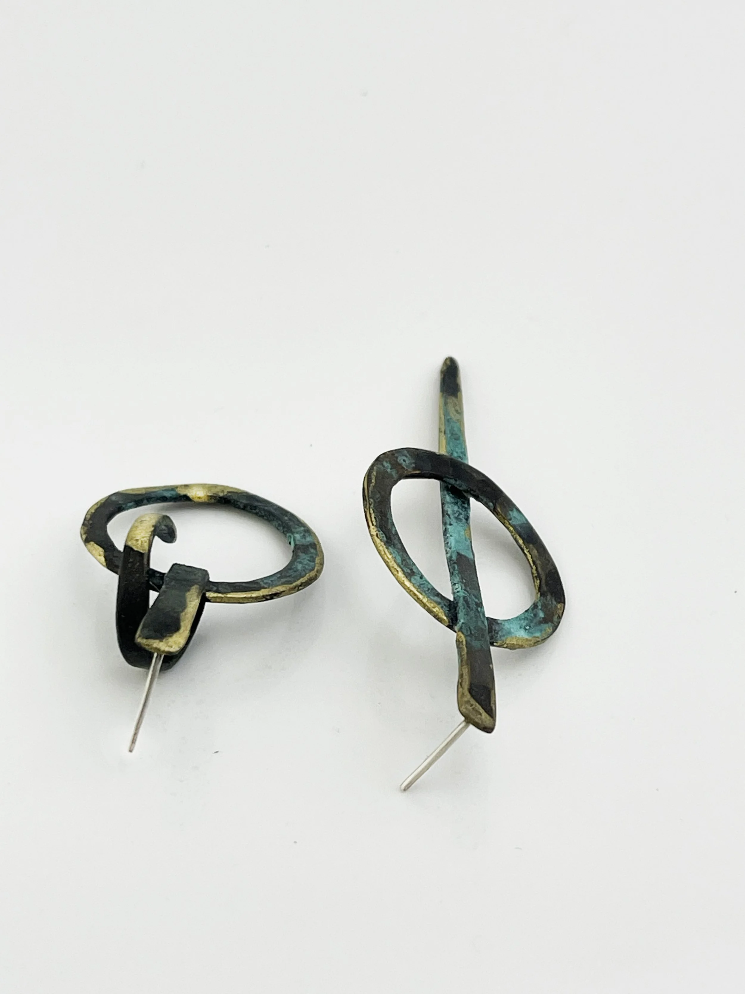 Echo Shapes Geometric Brass Statement Earrings — handmade brass art jewelry earrings — Frog Aspect Brooklyn
