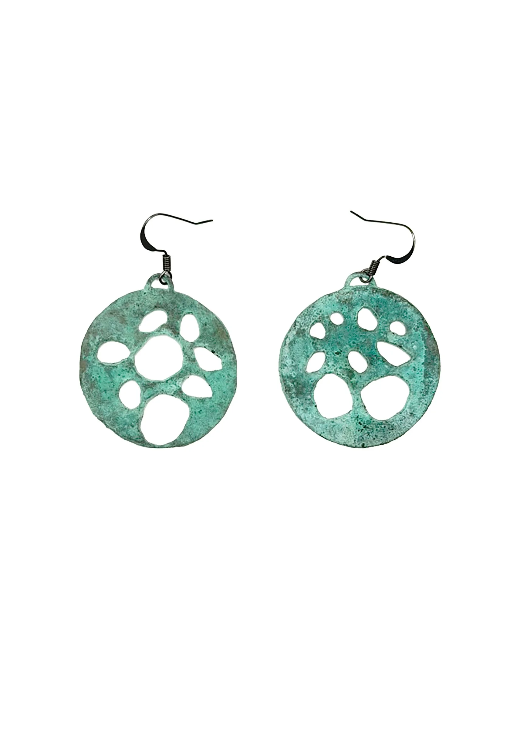Coral Drop Earrings — Oxidized Copper