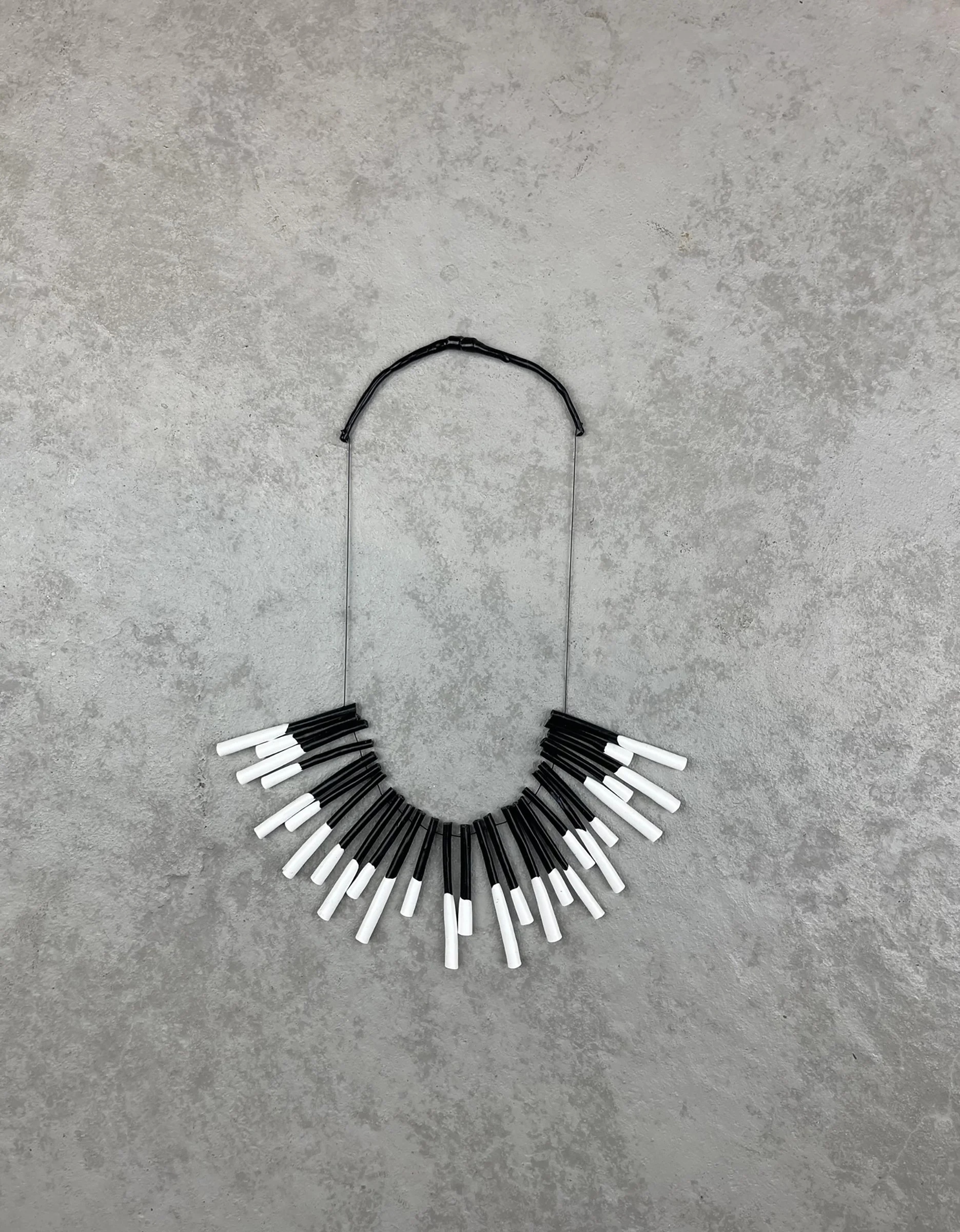 Black and White Floating Rubber Necklace