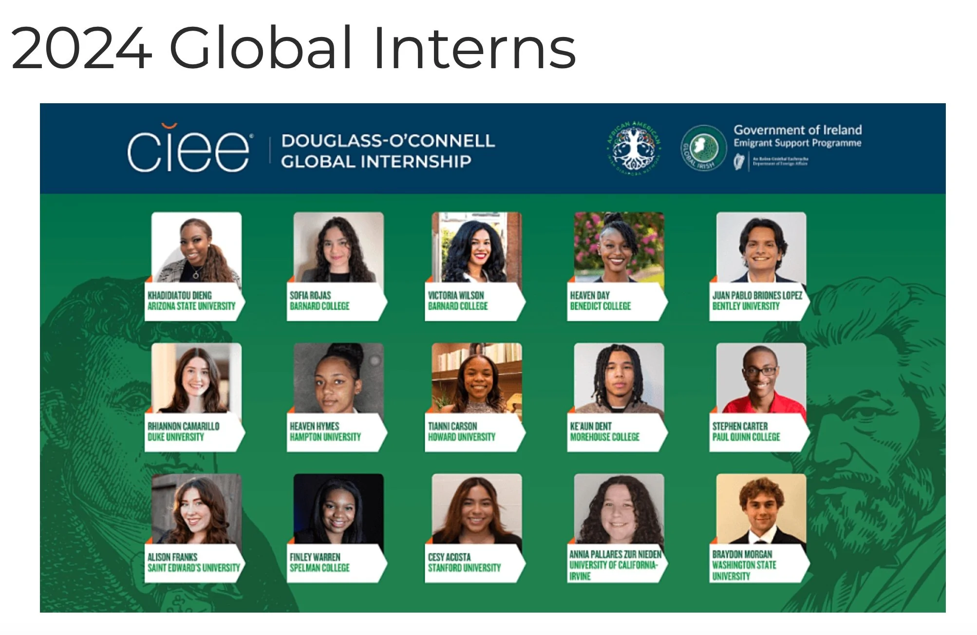 2024 AAIDN-CIEE Frederick Douglass-Daniel O'Connell Global Intern Placements in Ireland