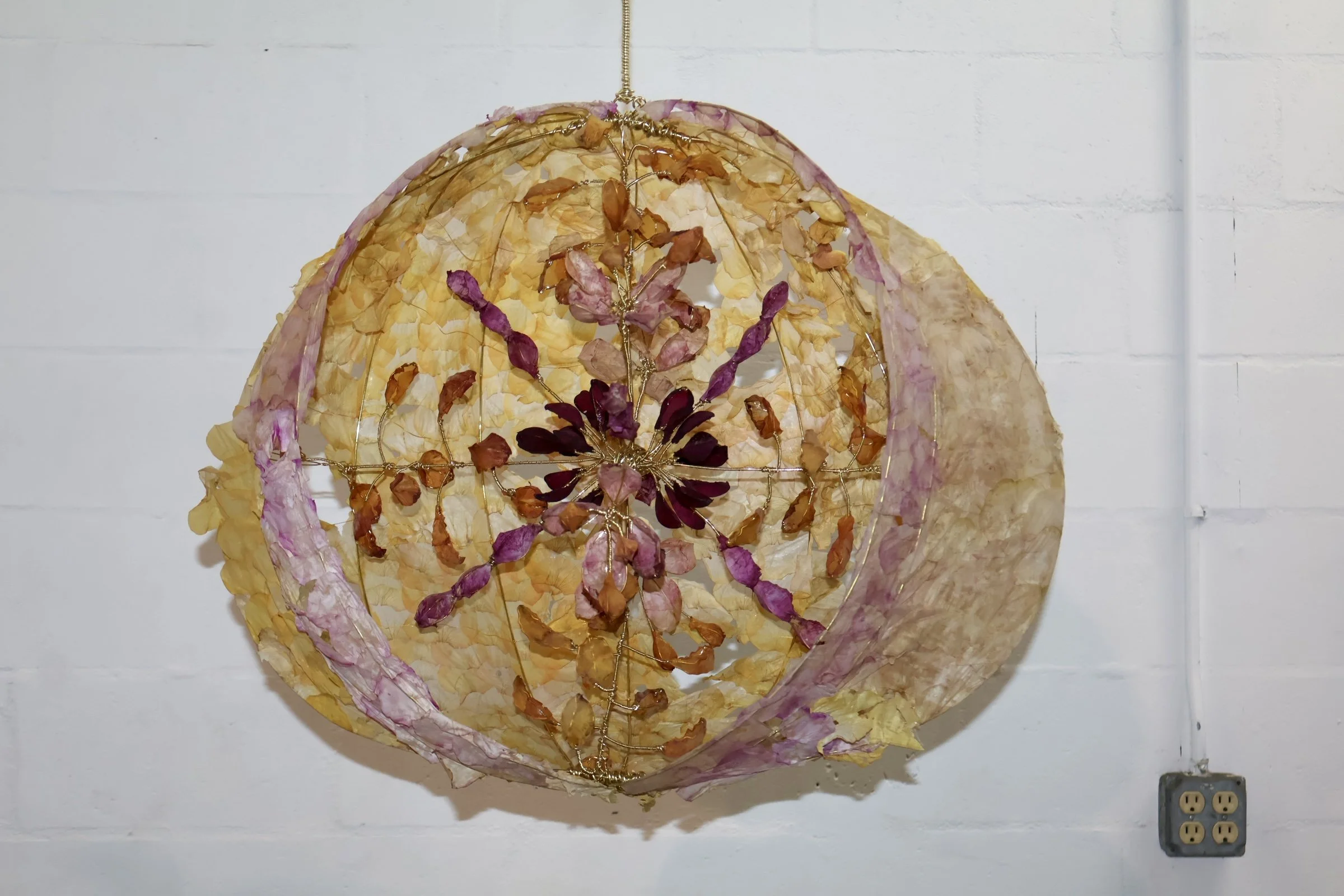    Eclosion  , 2025   Rose petals, wire 