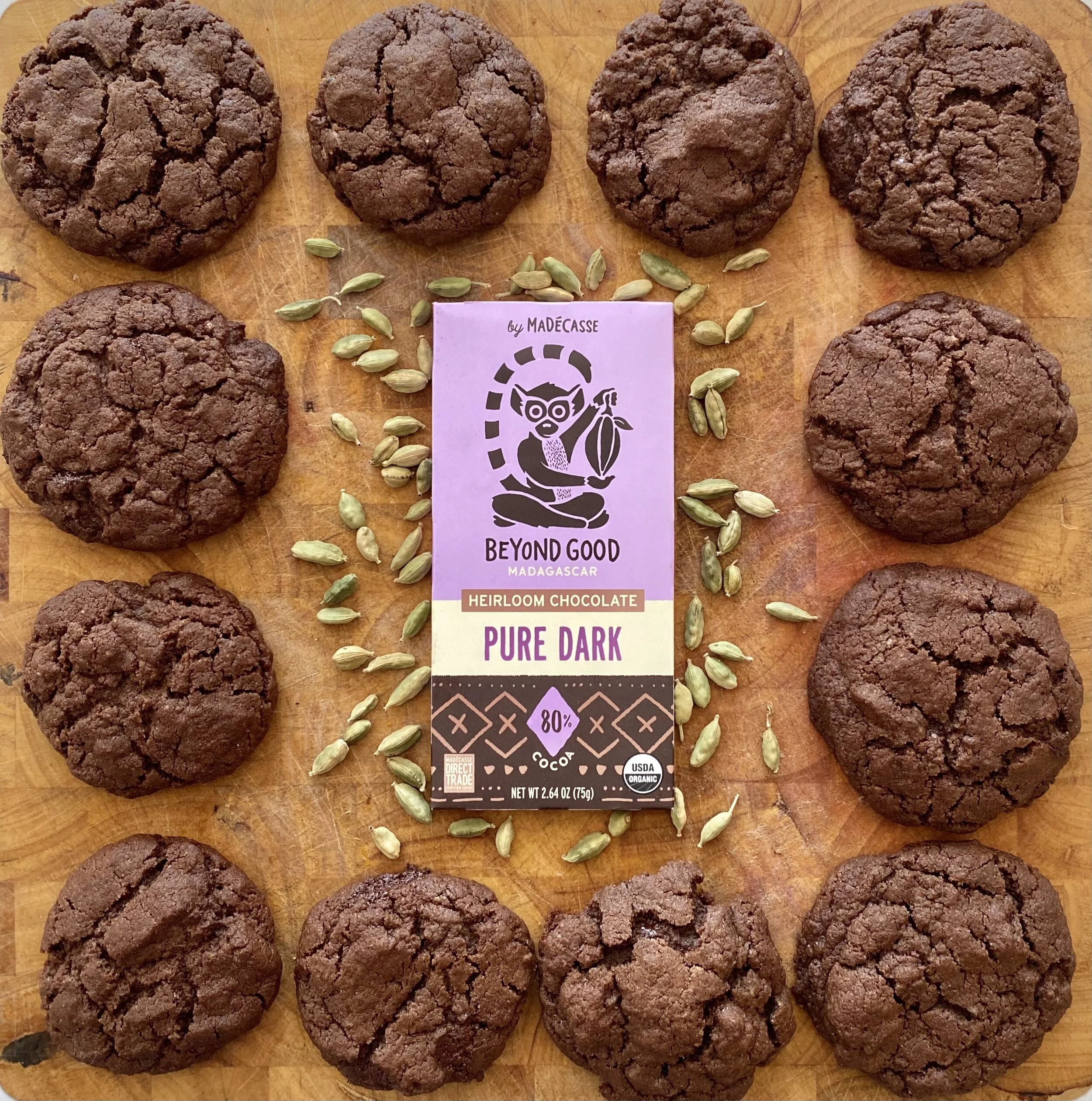 Chocolate Cardamom Craggy-Top Cookies