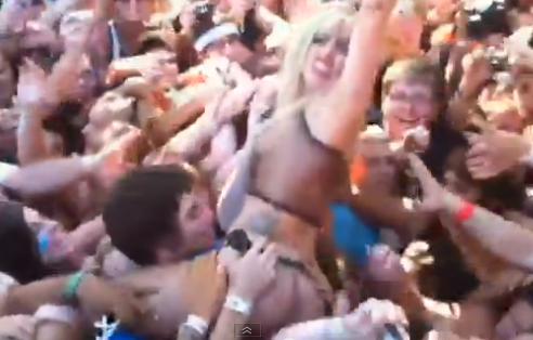 Topless Crowd Surfing.