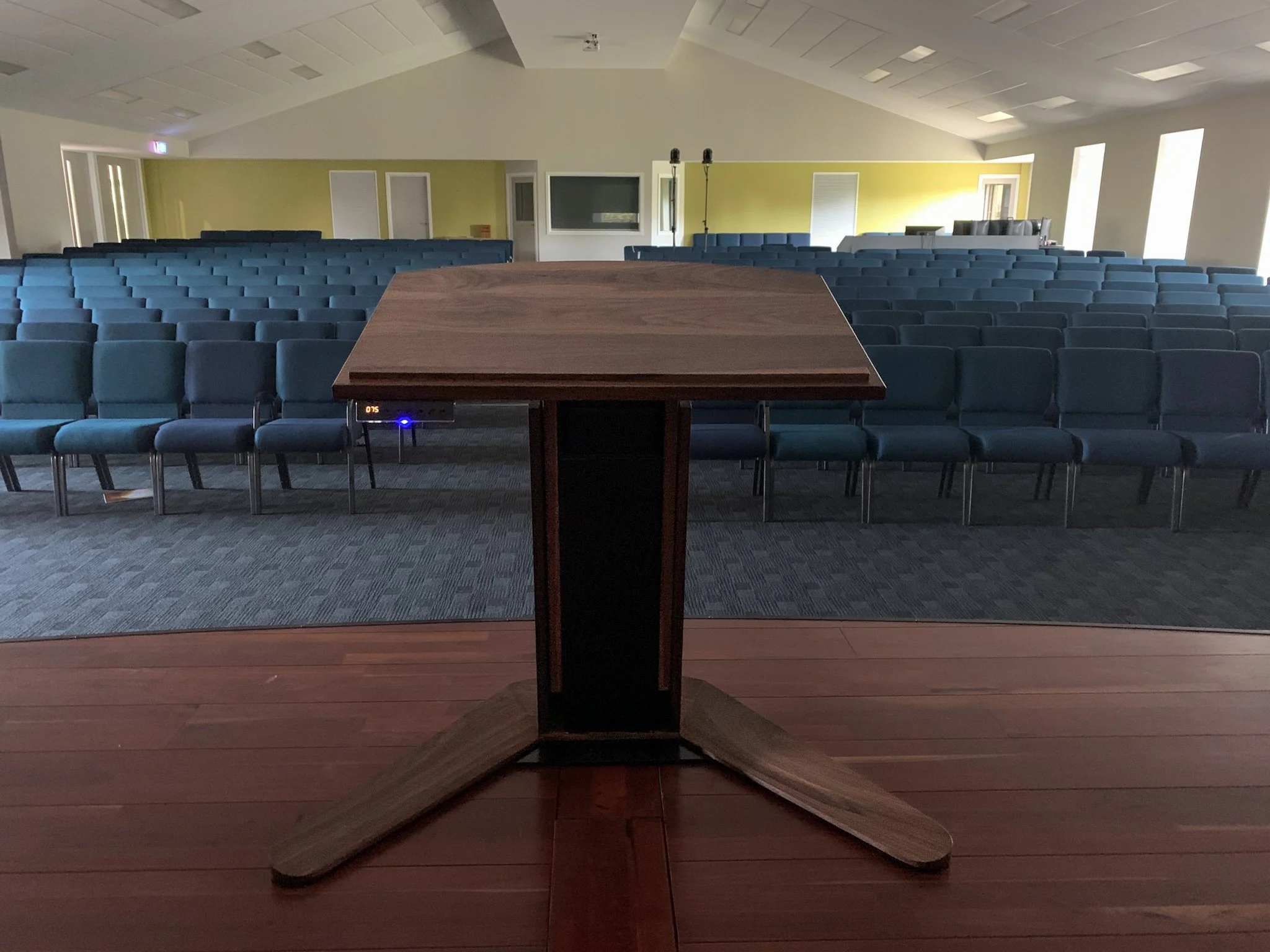 View from stage with height adjustable lectern